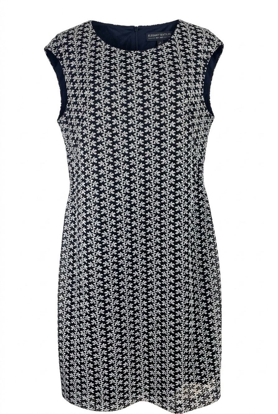 Chaps Ralph Lauren Blk & Wht Floral Lace Lined Sleeveless Sheath Dress 14 Women